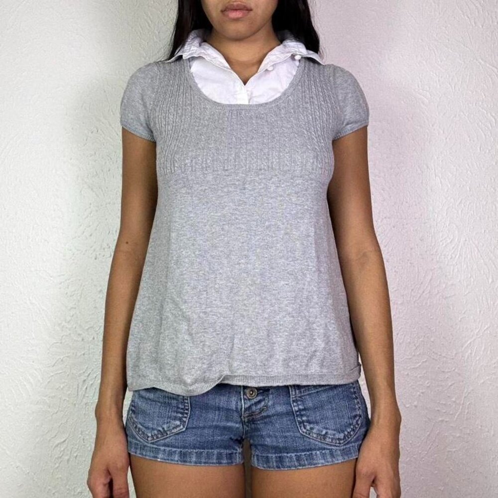 Y2k BABYDOLL KNIT LAYERED SWEATER BLOUSE